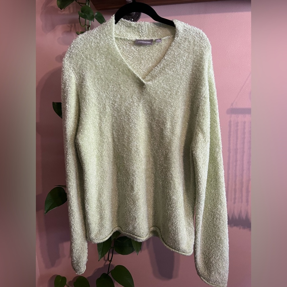 Y2K style Croft & Barrow Soft Green Soft Sweater Sparkles